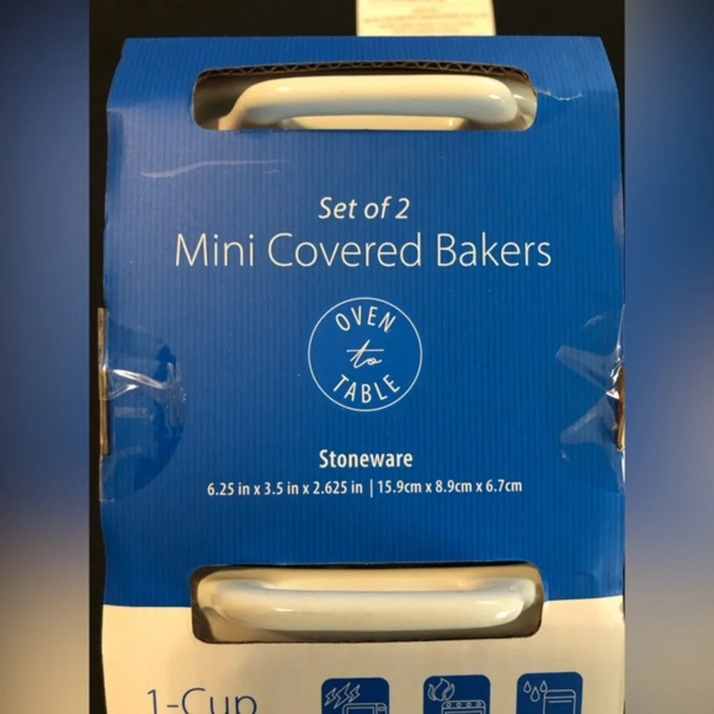 Set‎ of 2 oven to table mini ceramic covered bakers with lids new